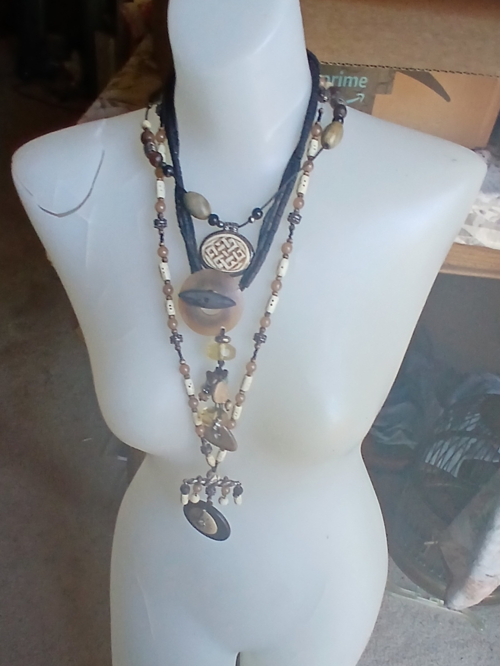 Boho Black and Ivory Pendant Necklaces + Choker - 3 Total Unbranded
